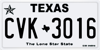 TX license plate CVK3016