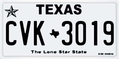 TX license plate CVK3019