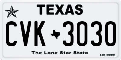 TX license plate CVK3030