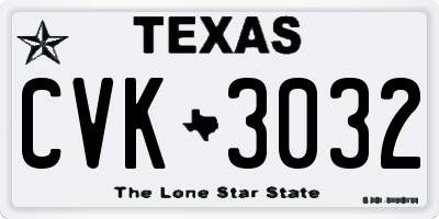 TX license plate CVK3032