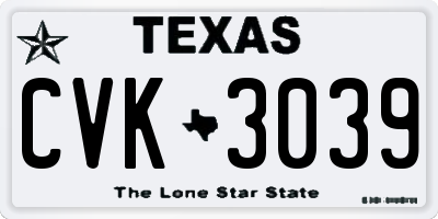 TX license plate CVK3039