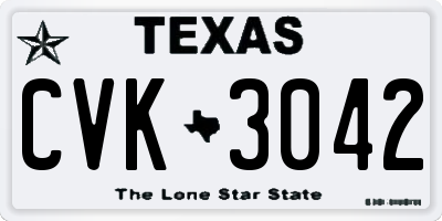 TX license plate CVK3042