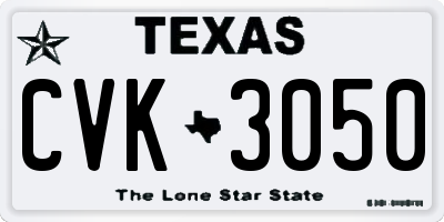TX license plate CVK3050