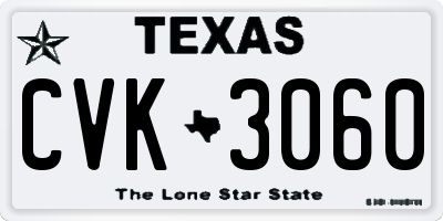 TX license plate CVK3060