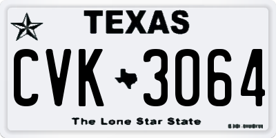 TX license plate CVK3064