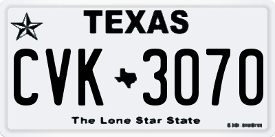 TX license plate CVK3070