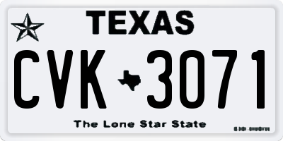 TX license plate CVK3071