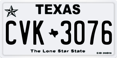 TX license plate CVK3076