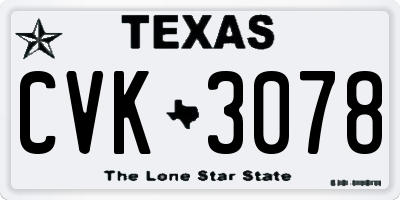 TX license plate CVK3078