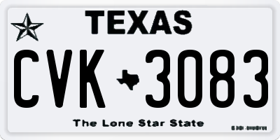 TX license plate CVK3083