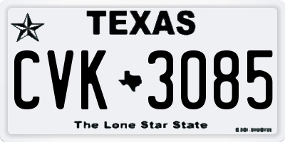 TX license plate CVK3085