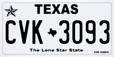TX license plate CVK3093