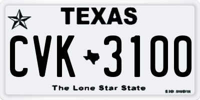 TX license plate CVK3100