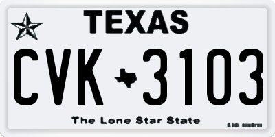 TX license plate CVK3103