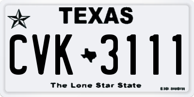 TX license plate CVK3111