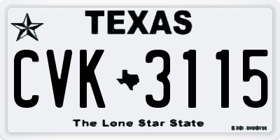 TX license plate CVK3115
