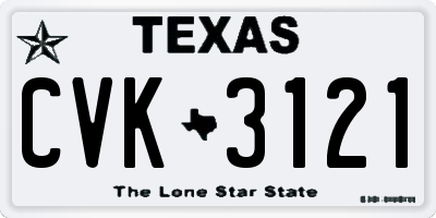 TX license plate CVK3121