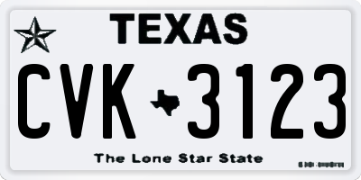 TX license plate CVK3123