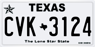 TX license plate CVK3124