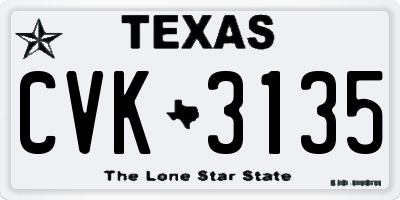 TX license plate CVK3135