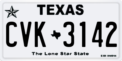 TX license plate CVK3142