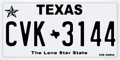 TX license plate CVK3144