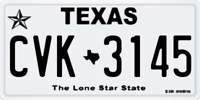 TX license plate CVK3145