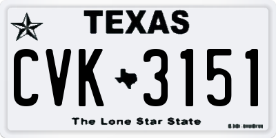 TX license plate CVK3151