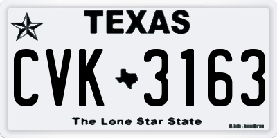 TX license plate CVK3163