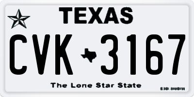 TX license plate CVK3167