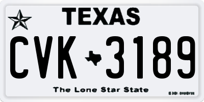 TX license plate CVK3189
