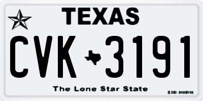 TX license plate CVK3191
