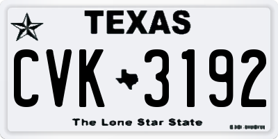 TX license plate CVK3192