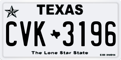 TX license plate CVK3196