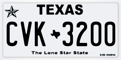 TX license plate CVK3200