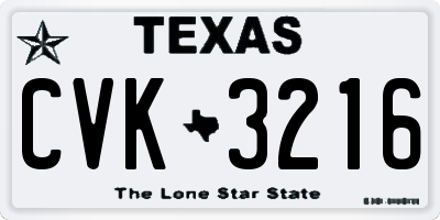 TX license plate CVK3216