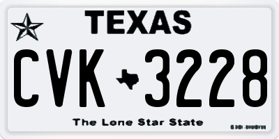 TX license plate CVK3228