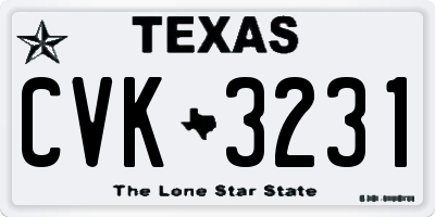TX license plate CVK3231