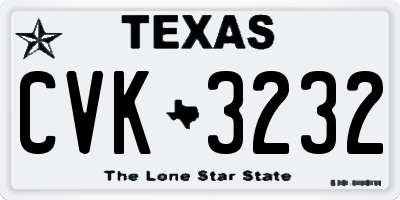 TX license plate CVK3232