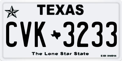 TX license plate CVK3233