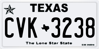 TX license plate CVK3238