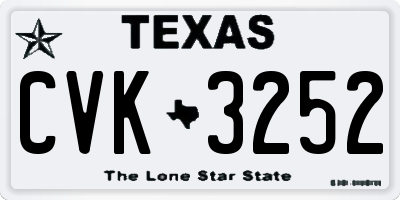 TX license plate CVK3252