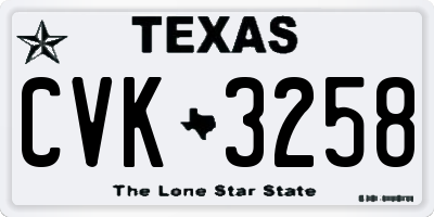 TX license plate CVK3258