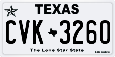 TX license plate CVK3260