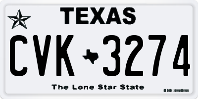 TX license plate CVK3274