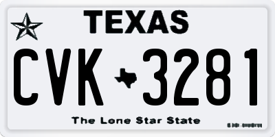 TX license plate CVK3281