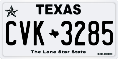 TX license plate CVK3285
