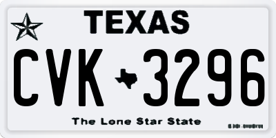 TX license plate CVK3296