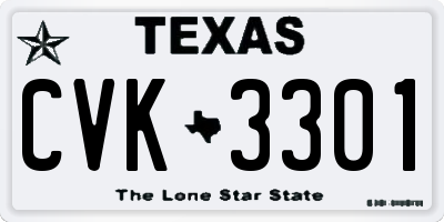 TX license plate CVK3301