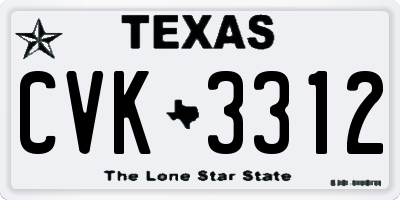 TX license plate CVK3312